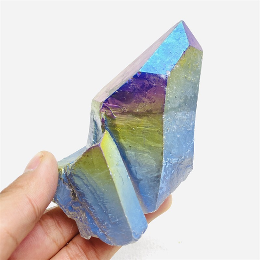 400g Color Flame Aura Electroplate Quartz Crystal Cluster Specimen Healing Stone