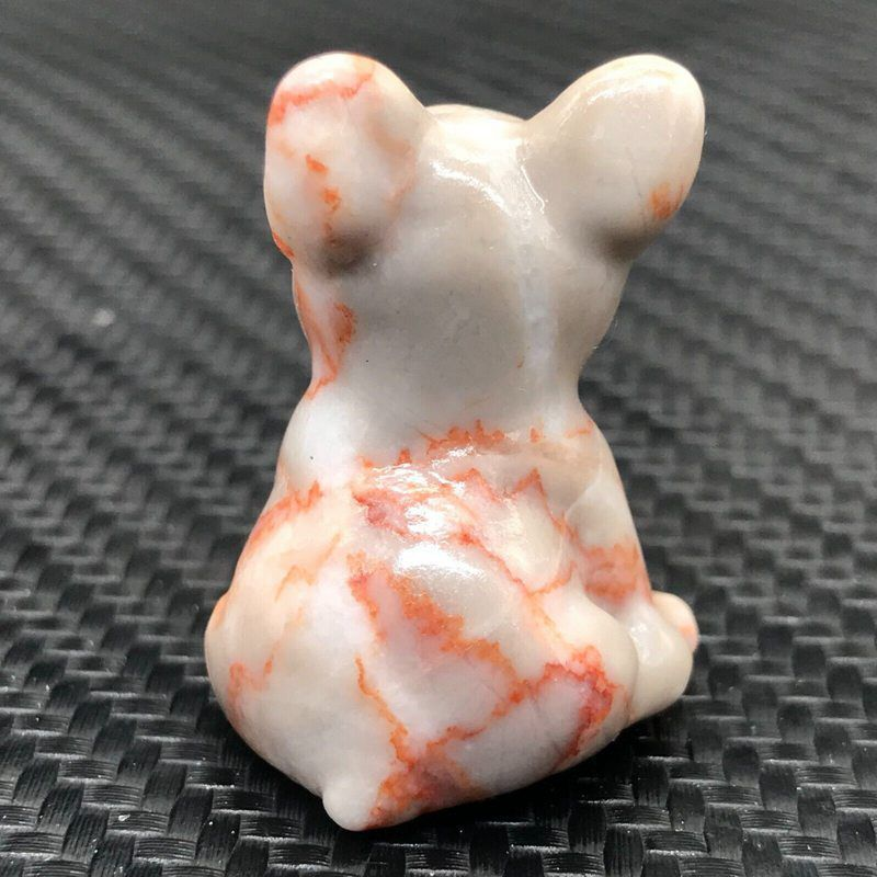 3cm Natural Quartz Crystal Carved Rough Stone French Bulldog Energy Animal Decor
