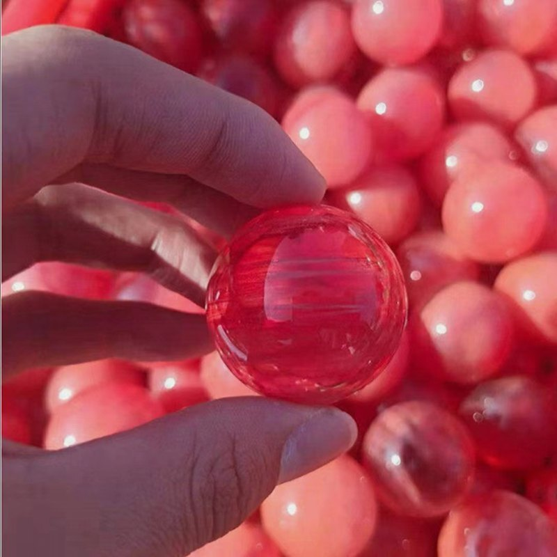 HOT Natural Healing Stone Rare Red Melting Crystal Ball Gemstone Sphere W/ Stand