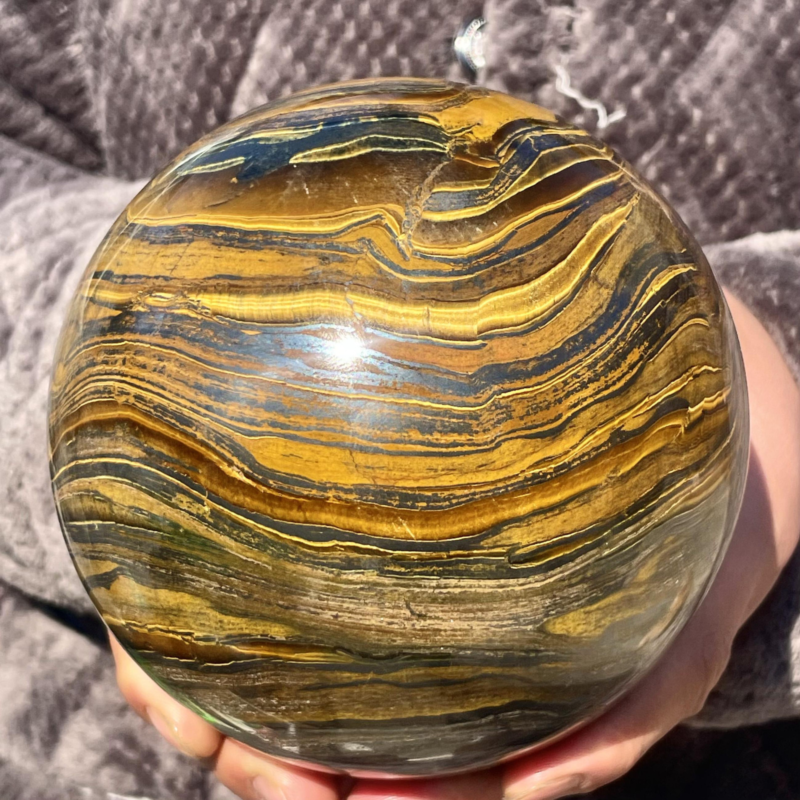 7.27LB Natural Tiger&apos;s Eye Ball Quartz Crystal Sphere Gem Healing Décor