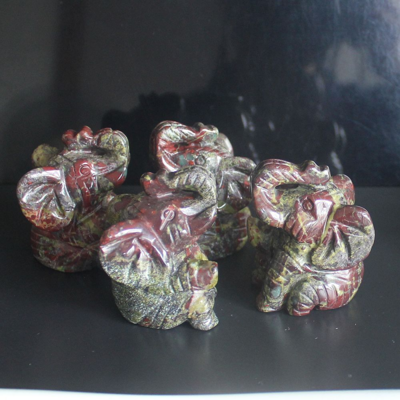 Carved gemstone crystal sitting elephant figurine animal carving home decor 2&apos;&apos;