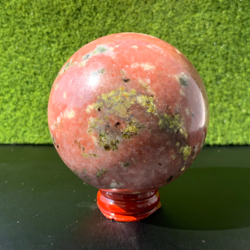 512GNatural Peach Blossom Tourmaline Quartz Ball Crystal Ball Reiki Repair