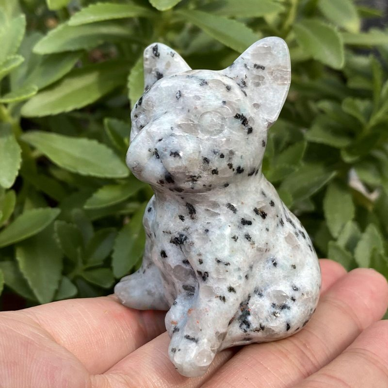 3cm Natural Quartz Crystal Carved Rough Stone French Bulldog Energy Animal Decor