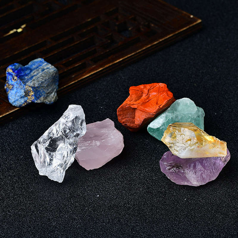 5Sets 7 Chakra Energy Natural Quartz Crystal Rough Reiki Balance Gemstone Gift