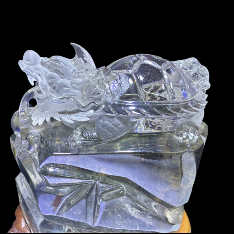 27.7LB Top Natural Ghost Phantom Dragon Turtle Carved Quartz Crystal Skull Reiki