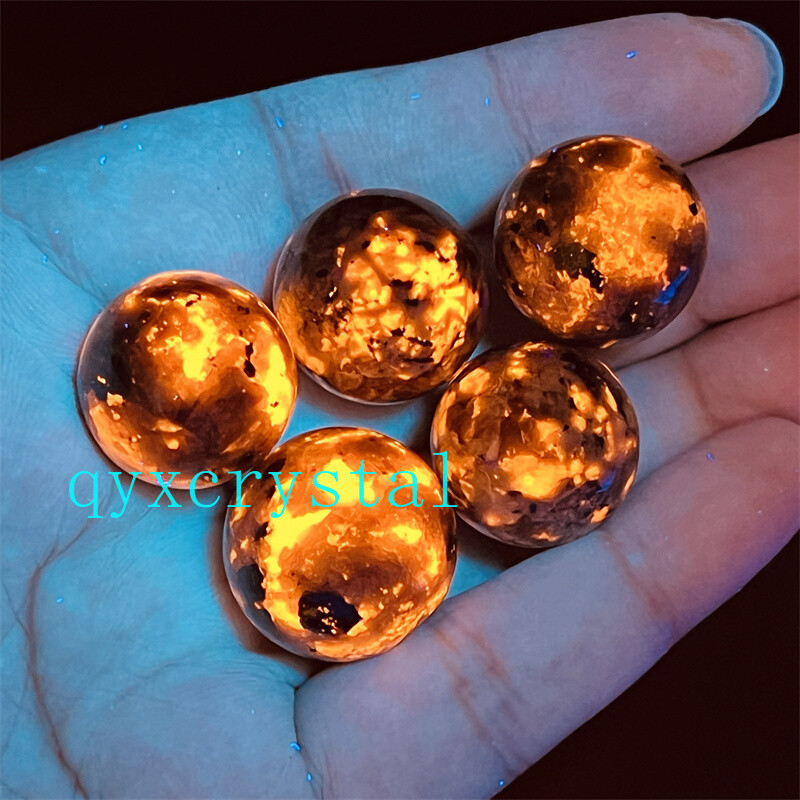 5pcs Natural Yooperite Ball Flame&apos;s stone 17mm+ sphere quartz crystal Healing