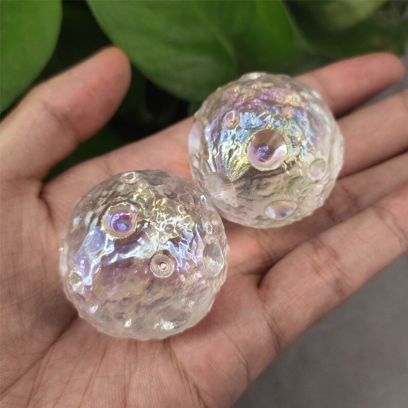 5PCS Titanium Rainbow Aura Clear Melting Stone Moon Quartz chakra Specimen Heal
