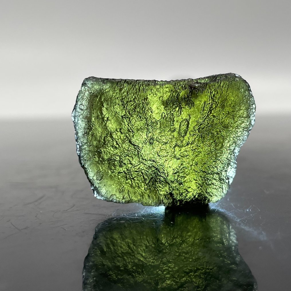 Moldavite Tektite Extraordinary Shape!! XXL with gas bubbles and lines, FEEL THE ENERGY!!! - 9g