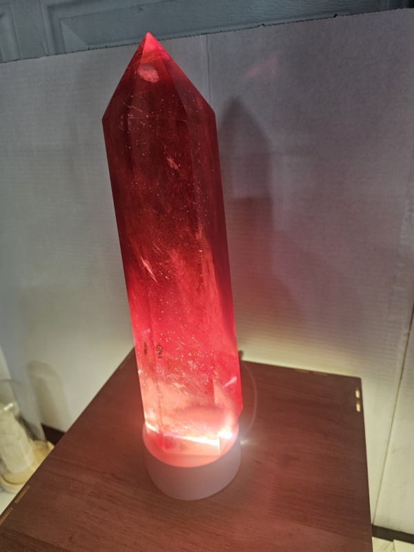 6.6LB 13.1" Huge Red Smelt Melting Quartz Crystal Point Tower Polished Healing