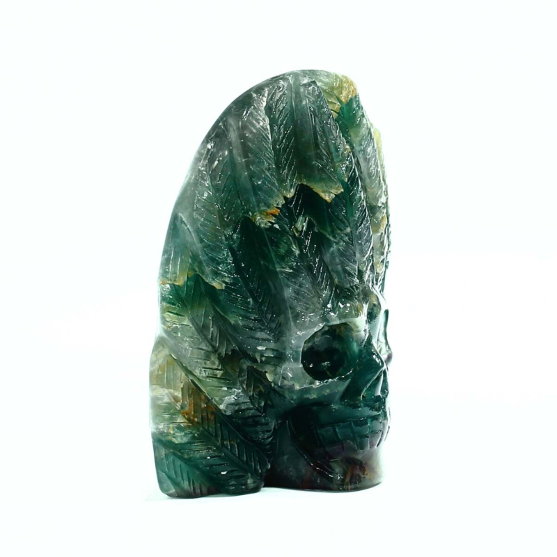 986g Natural Colourful Fluorite Hand Carved Crystal Skull Meditation Medium