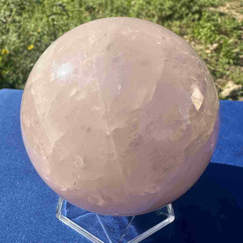 825g electroplate Natural pink rose Quartz Ball Crystal Sphere Healing decor