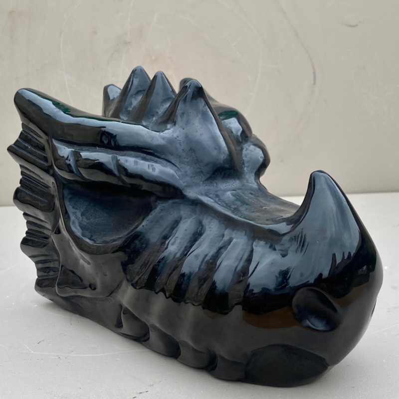 7.6LB natural obsidian carved dragon Head crystal ornaments Reiki energy healing