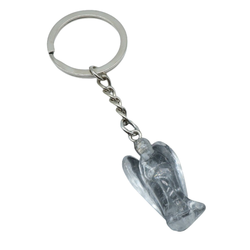 Natural Crystal Angel Keychain Healing Energy Pendant for Women Men