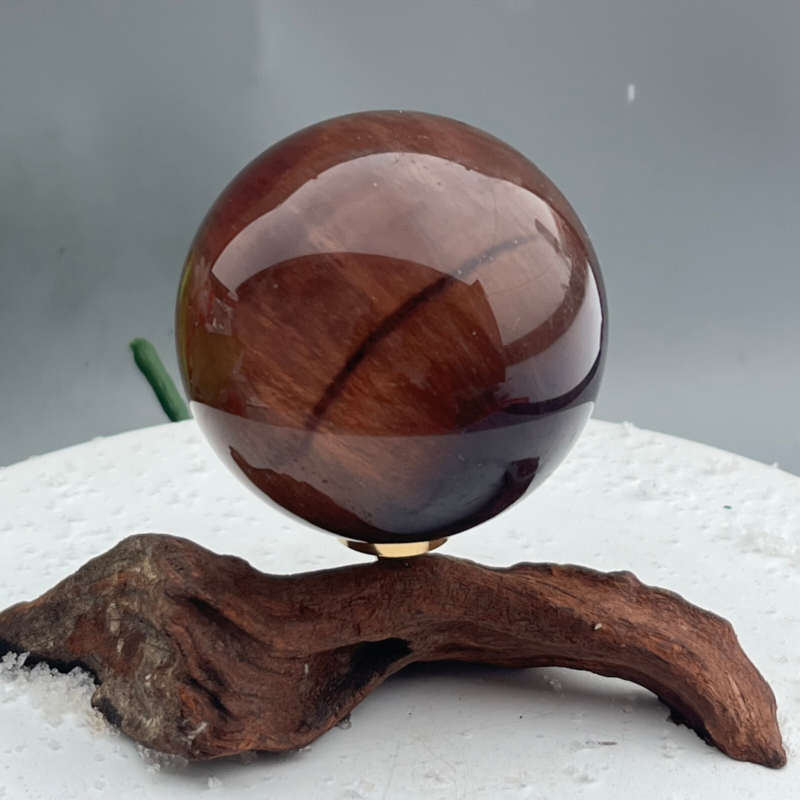 339 Ke Natural Fluorite Ball Colorful Quartz Crystal Gem Repair + Bracket