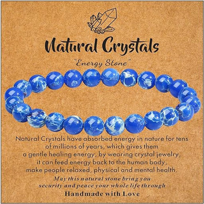 Natural Stone with Cardboard Beads Elastic String Bracelet Crystal Agate Tiger-Eye Bracelet Ornament