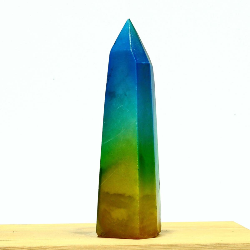 237g Electroplated Natural Crystal Quartz Tower Crystal Point rainbow Healing