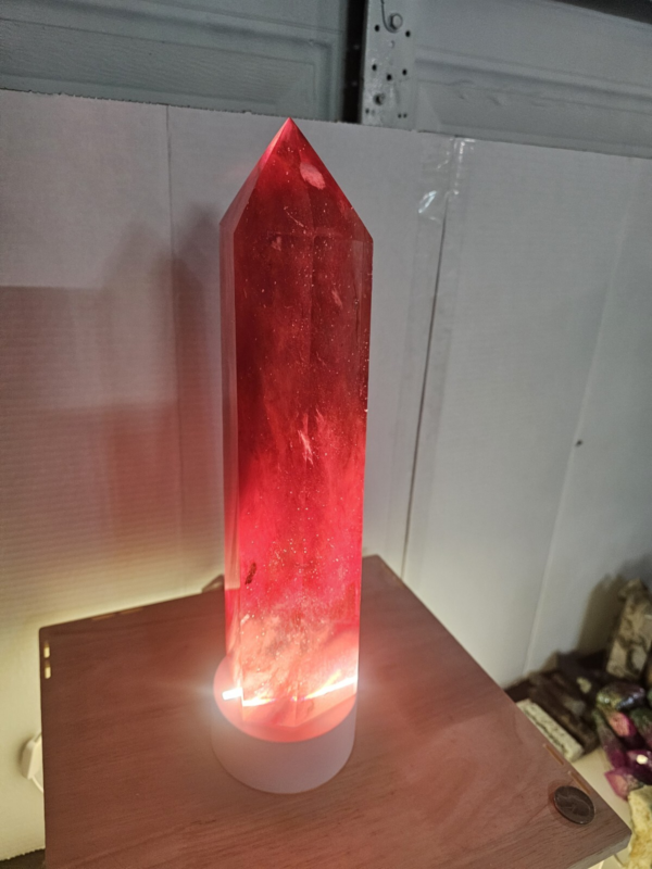 6.6LB 13.1" Huge Red Smelt Melting Quartz Crystal Point Tower Polished Healing
