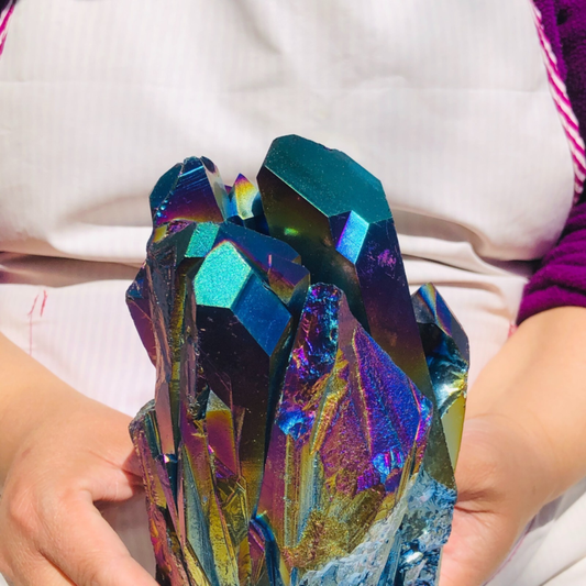 5.28LB Color Flame Aura Electroplate Quartz Crystal Specimen Healing point 479