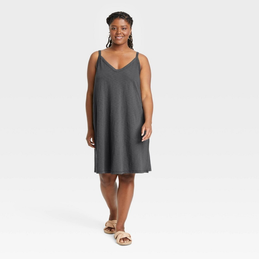 Women&apos;s Plus Size Racer Back Knit Tank Dress - Universal Thread Size: 2X Gray