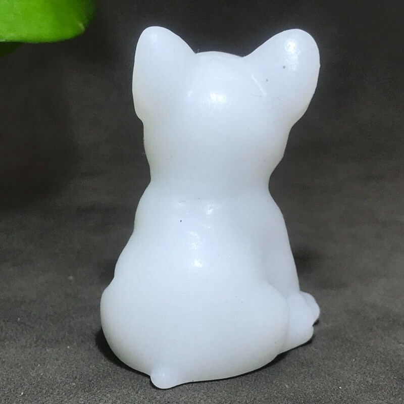 3cm Natural Quartz Crystal Carved Rough Stone French Bulldog Energy Animal Decor
