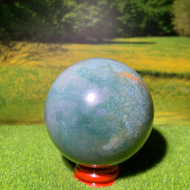 433G Natural Ocean Jasper Quartz Ball Crystal Sphere Mineral Specimen Healing