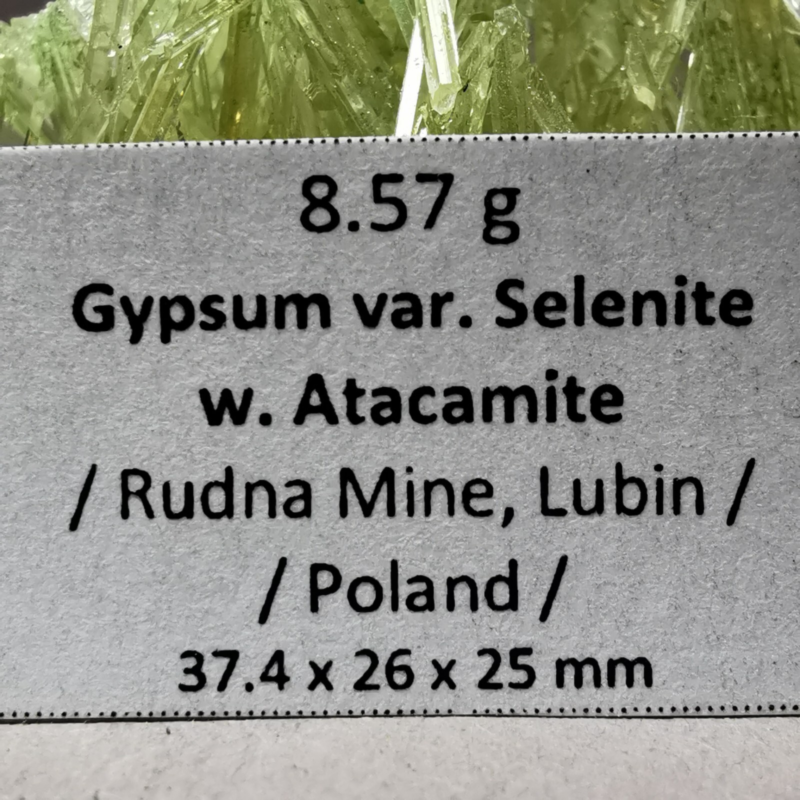 8.57 g RARE Gypsum var. Selenite w. Atacamite / Poland / Rough Crystal Specimen