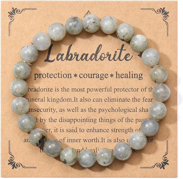 Natural Stone with Cardboard Beads Elastic String Bracelet Crystal Agate Tiger-Eye Bracelet Ornament