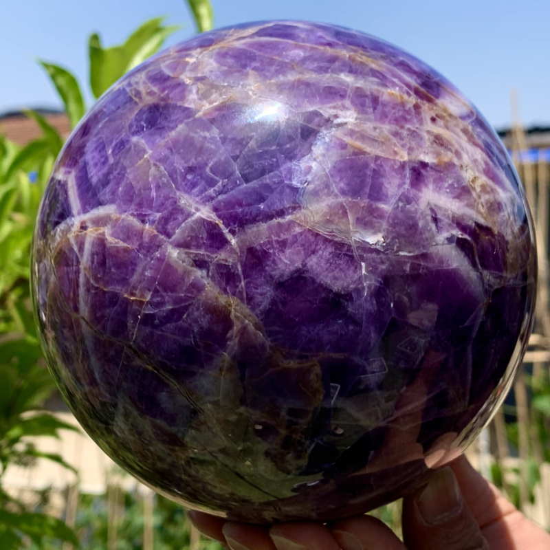 6.33LB Natural beautiful Dream Amethyst Quartz Crystal Sphere Ball Healing