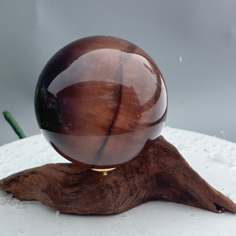 339 Ke Natural Fluorite Ball Colorful Quartz Crystal Gem Repair + Bracket