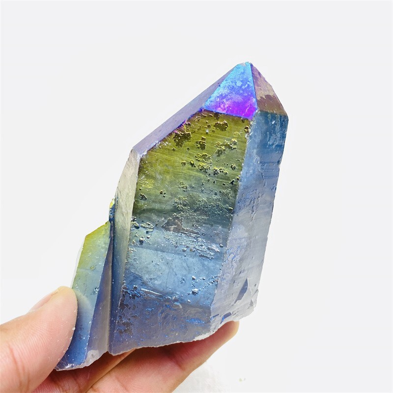 400g Color Flame Aura Electroplate Quartz Crystal Cluster Specimen Healing Stone