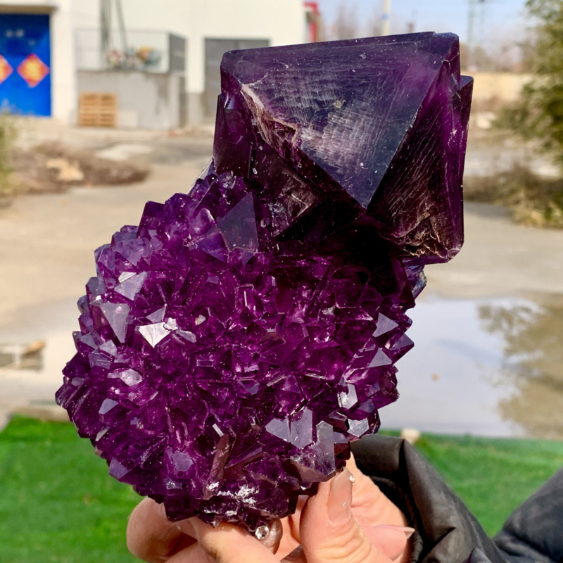 2.75LBNewly discovered Purple Potassium alum Octahedral Crystal Stunning Crystal