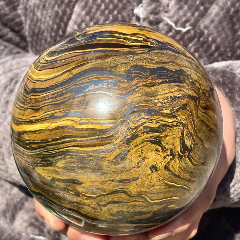 7.27LB Natural Tiger&apos;s Eye Ball Quartz Crystal Sphere Gem Healing Décor