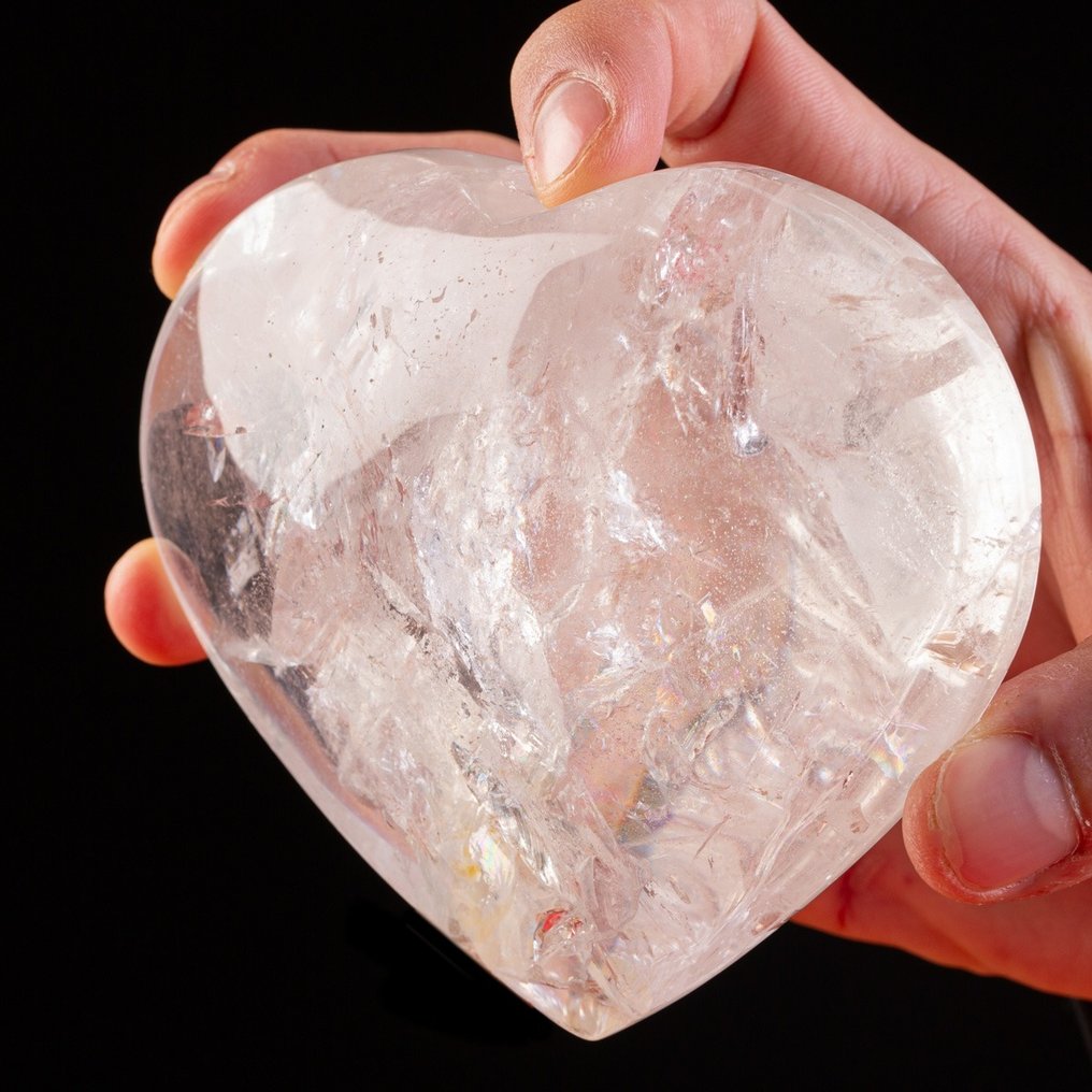 Extra Clear Quartz - Inspirational Heart - Height: 118 mm - Width: 99 mm- 600 g