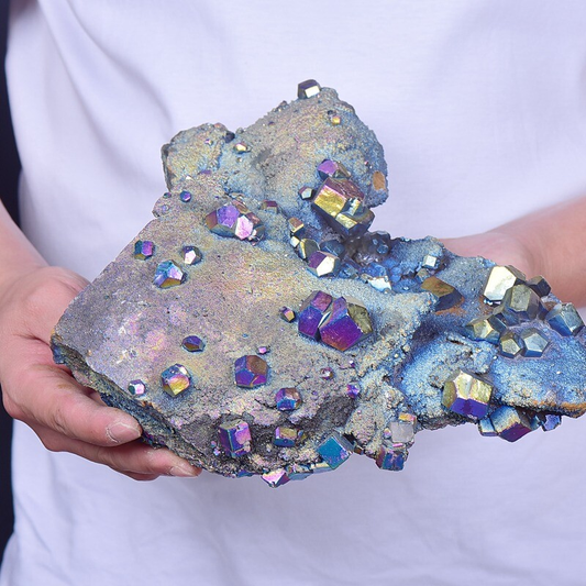 5.75LB Electroplated quartz Calcite mineral specimen for spiritual healing