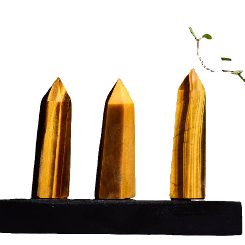 Natural Yellow Tiger's Eye Rough Stone Polished Yellow Tiger's Eye Prism Crystal Hexagonal Prism