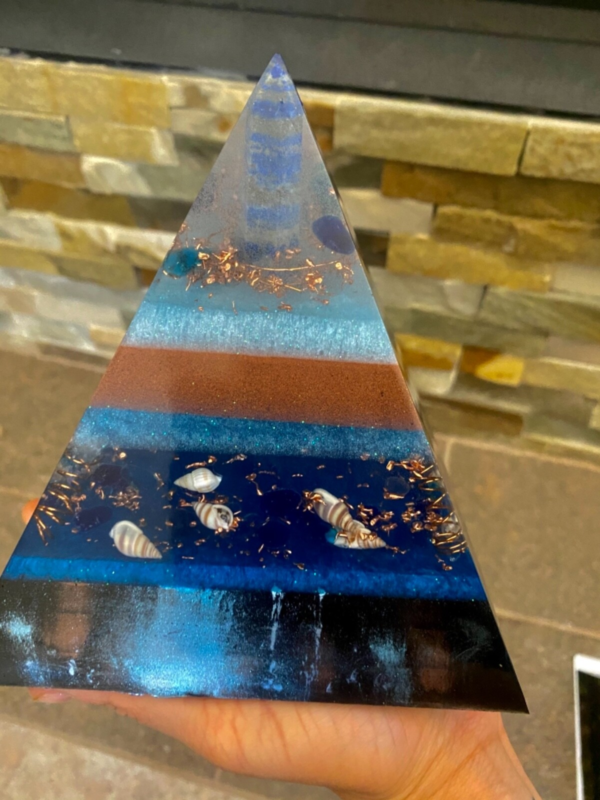 XL 15mm orgonite pyramid large emf protection, meditation, healing, reiki 