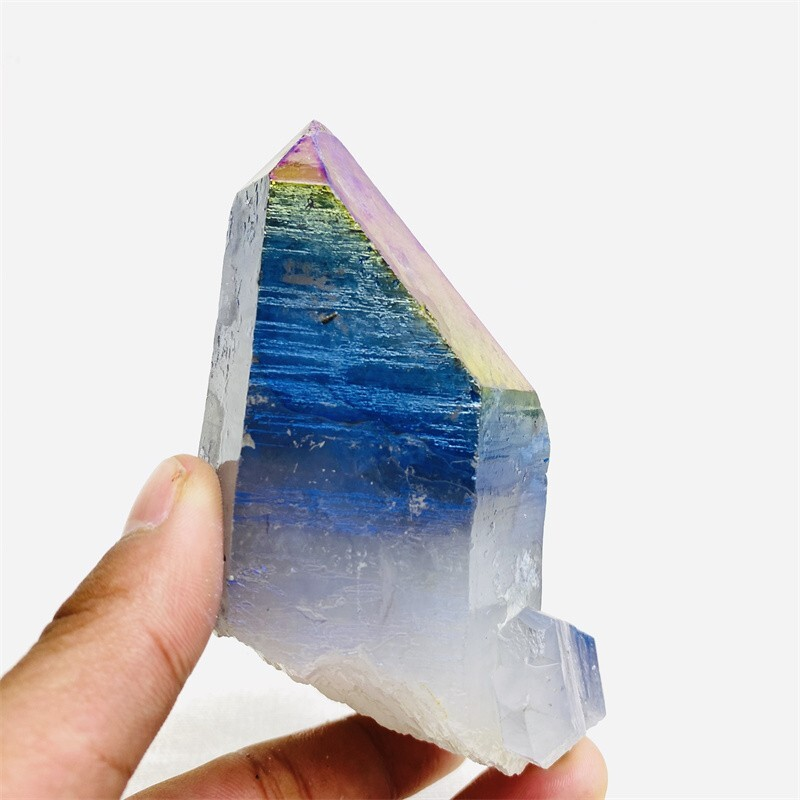 400g Color Flame Aura Electroplate Quartz Crystal Cluster Specimen Healing Stone