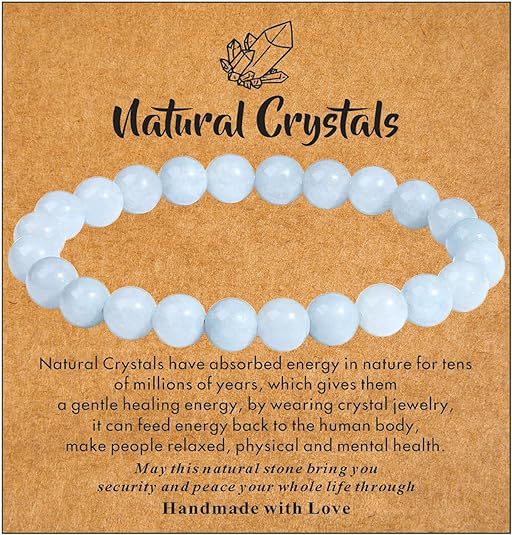 Natural Stone with Cardboard Beads Elastic String Bracelet Crystal Agate Tiger-Eye Bracelet Ornament