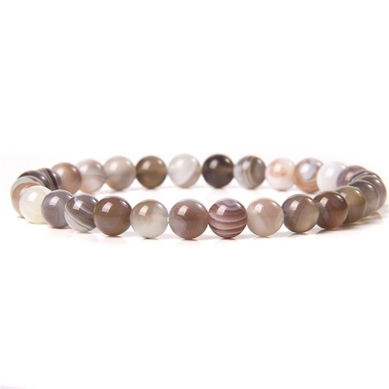 Handmade Natural 6mm Crystal Agates Stretch Bracelet for Women Men Jewelry Gifts