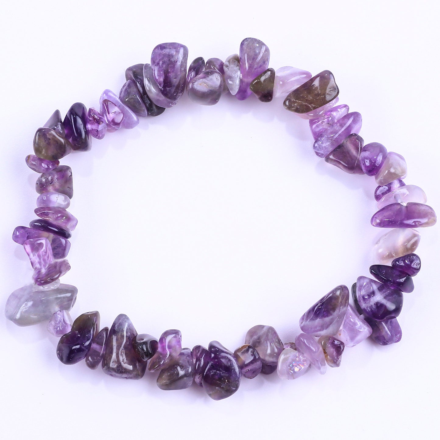Natural Amethyst Pink Crystal Agate Gravel Bracelet Irregular Bracelet BohemianinsWind Elastic Bracelet