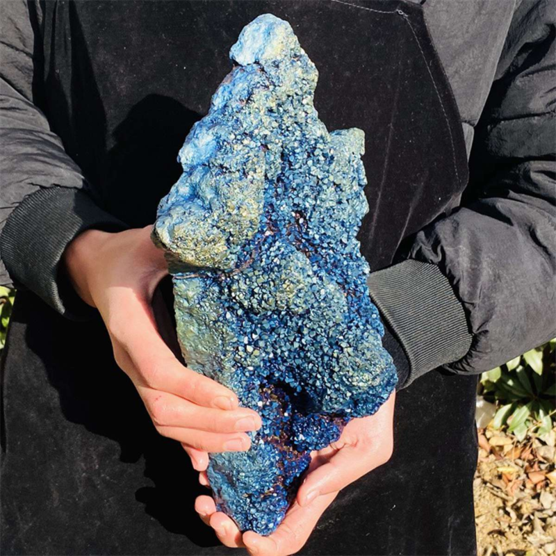 3450g Color Flame Aura Electroplate Agate Quartz Crystal Cluster Specimen