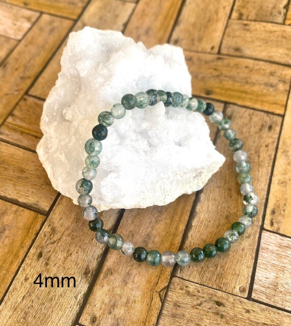 Natural Stone Stretch Bracelet 4mm - Healing Gemstone Beaded thin stackable USA