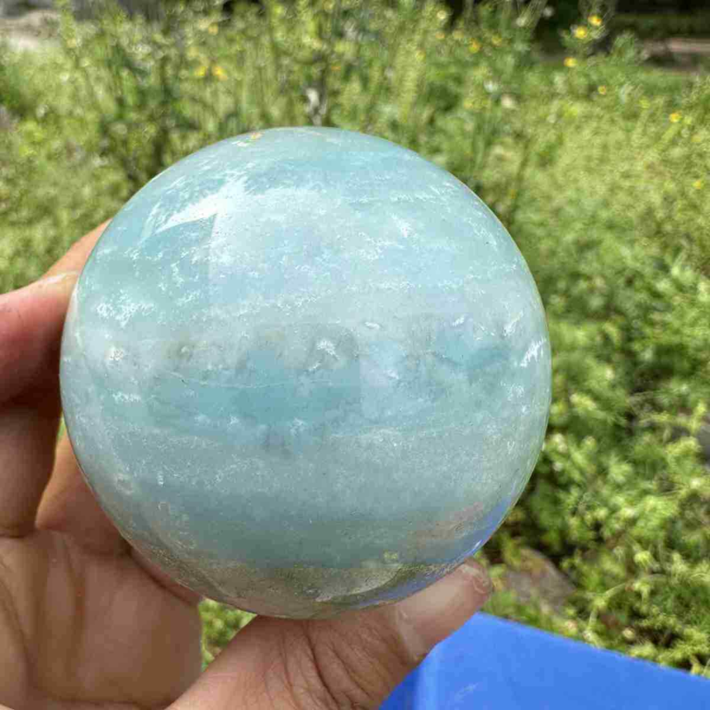 375g Natural Amazonite Quartz Sphere Crystal Polished Ball Reiki Healing Decor