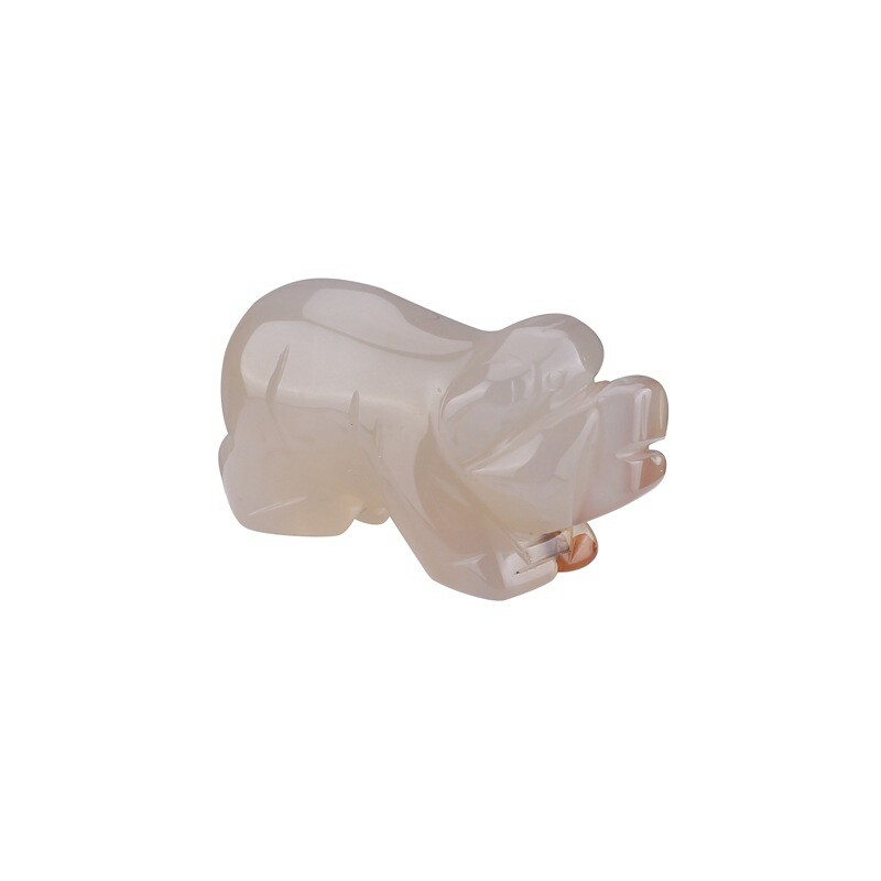 Natural Quartz Crystal Skull Carved Pig Healing Stone Wild Boar Piggy Animal Gem