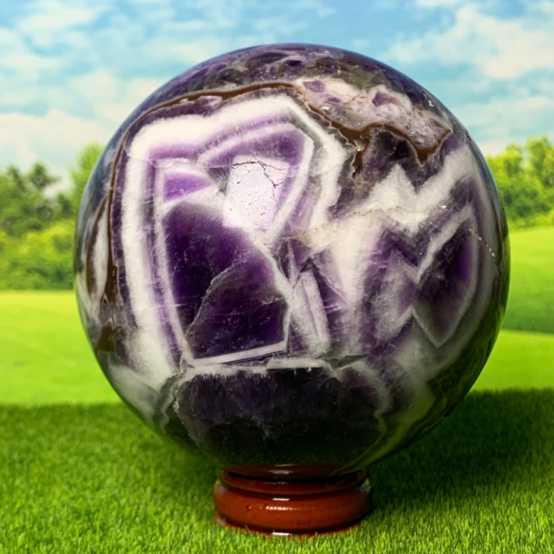 718G Rare High Quality Purple Dream Amethyst Quartz Crystal Sphere Healing Ball