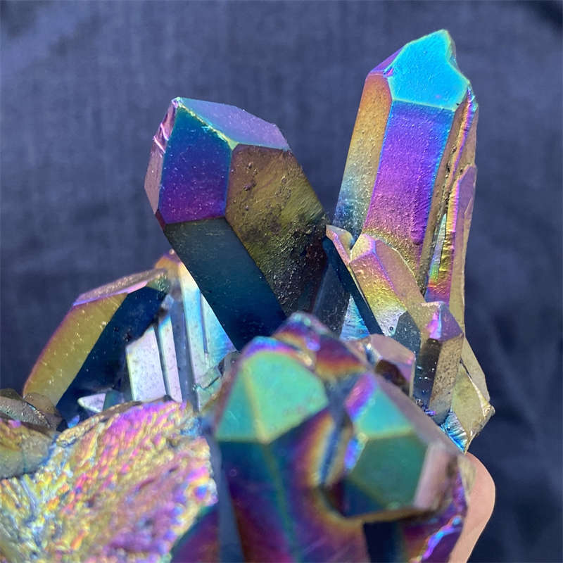 520g Electroplate Rainbow cluster quartz crystal mineral specimen reiki healing