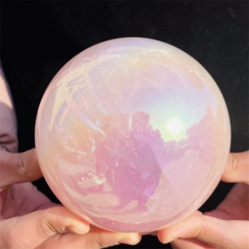 2290g Rose Crystal Ball Treasure electroplated Powder Healing Sphere