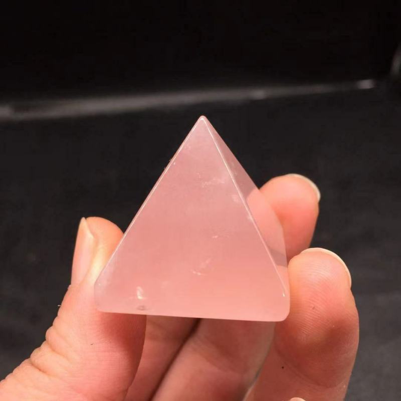 HOT Natural Pink Rose Quartz Crystal Pyramid Gemstone Healing Energy Tower Decor