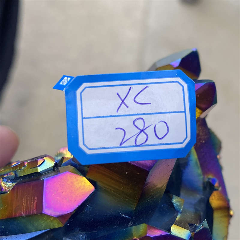 440g Electroplate Rainbow cluster quartz crystal mineral specimen reiki healing