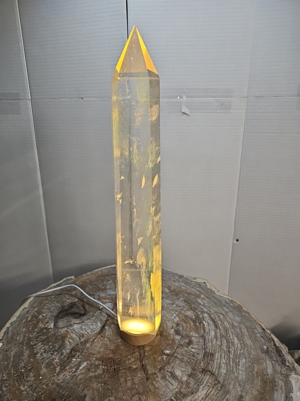 5.3lb Clear Yellow  Smelt  Melting  Quartz  Crystal Point Tower Polished W/Led